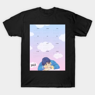 Aesthetic Sleeping Anime Boy 2023 Calendar T-Shirt